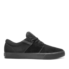 Supra Mens STACKS II VULC Low Top Shoes Black/Black/Black | US-50478